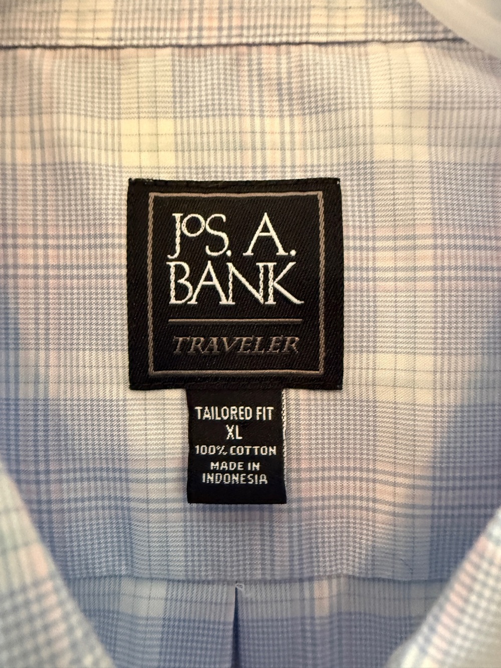Jos. A. Bank Light Blue Plaid Dress Shirt - XL - Picture 5 of 11
